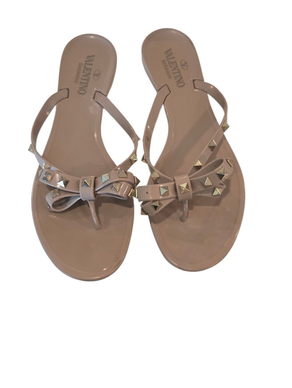 Valentino Garavani Summer Rockstud Jelly Thong Sandals Flip Flops Nude 41